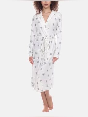 Honeydew Intimates Snowflake Hooded Robe Cream Waffle Knit Size S